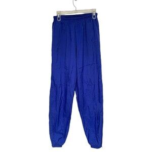 VTG 1997 Nike‎ Tonal Swoosh Track Pants Nylon Windbreaker Joggers Baggy Blue 90s